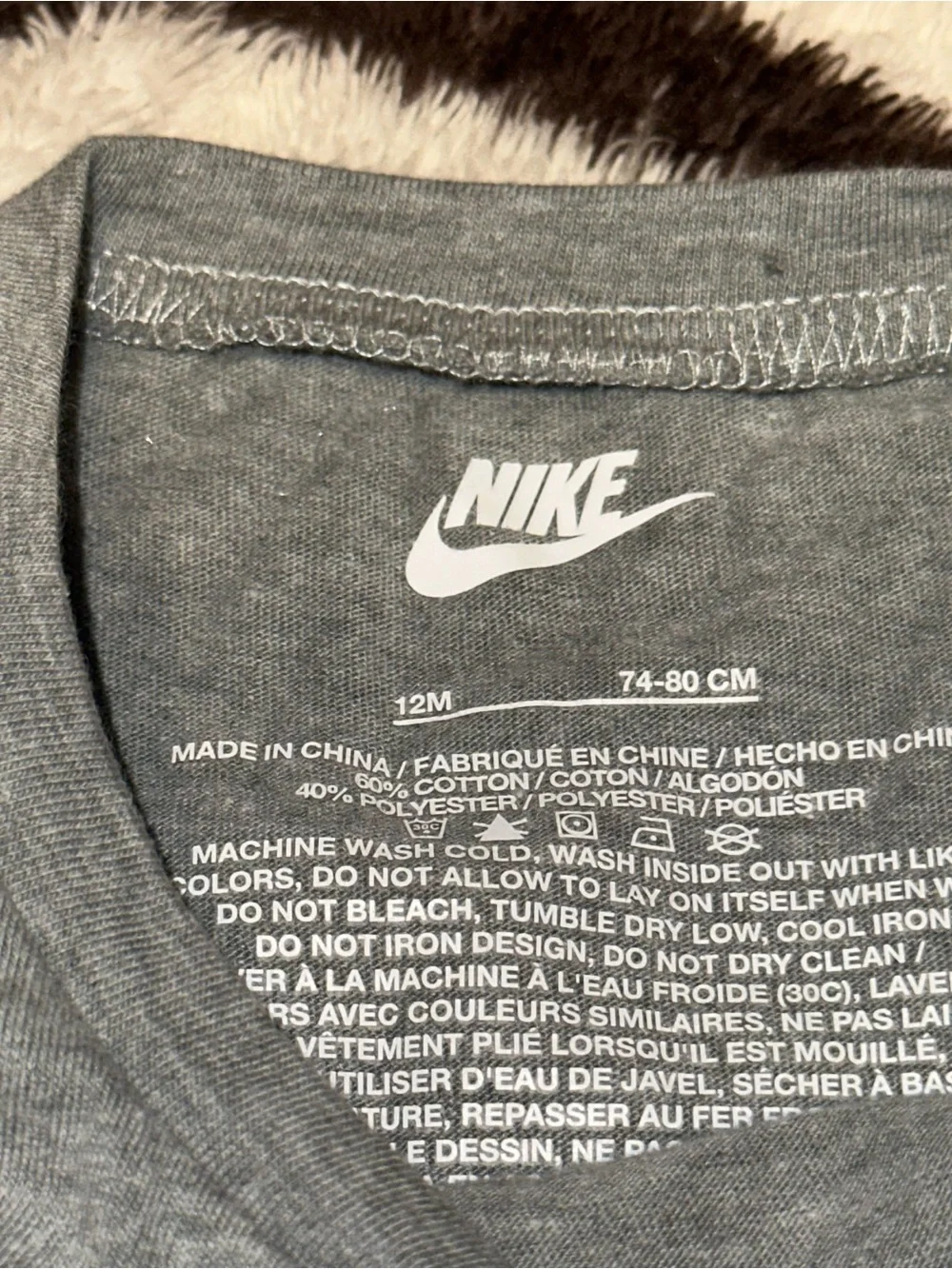 Baby Nike Gray Long-Sleeve Tee with Pink 'Just Do It' Logo